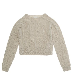 Beige sweater with ribbed motif in viscose and wool for girls