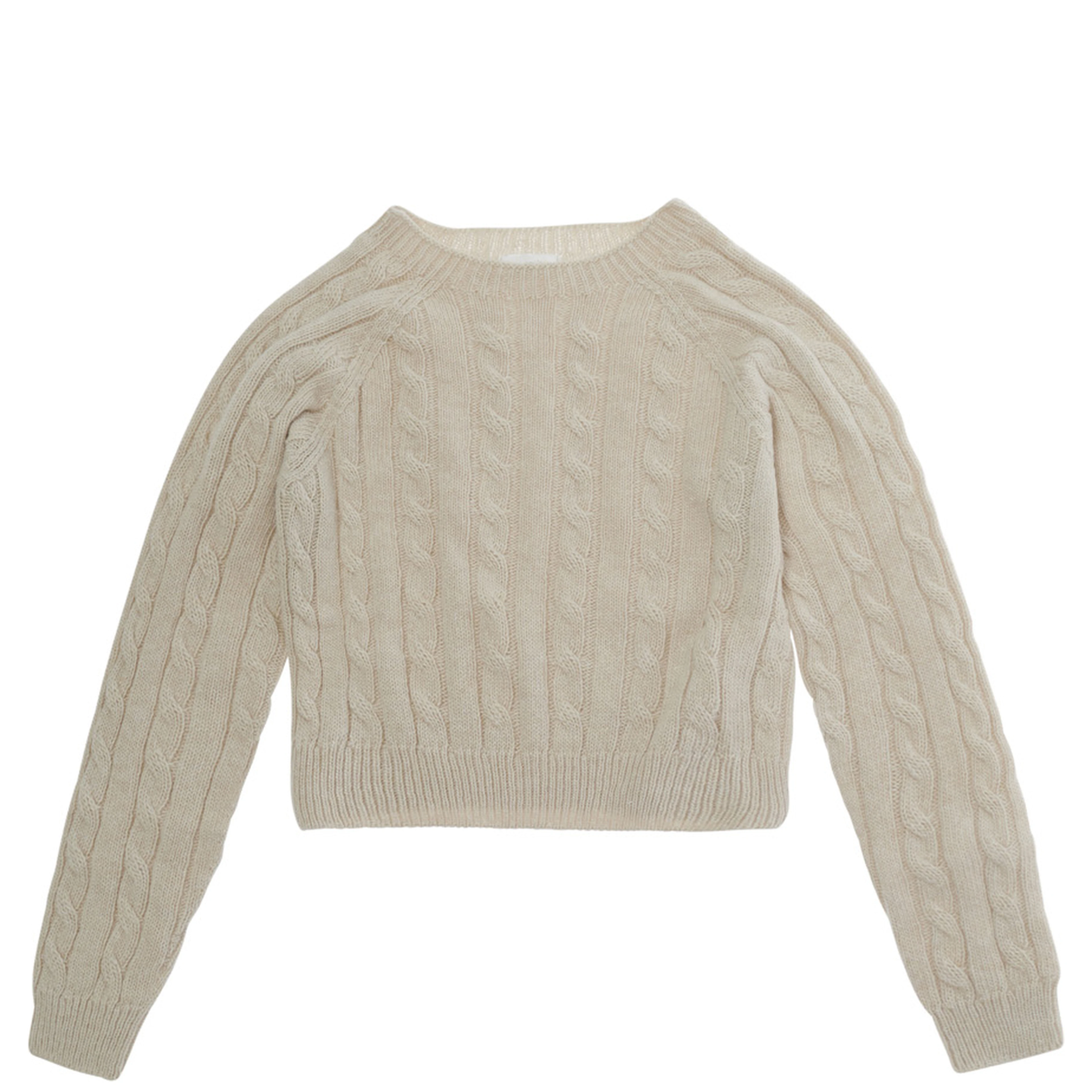 Beige sweater with ribbed motif in viscose and wool for girls