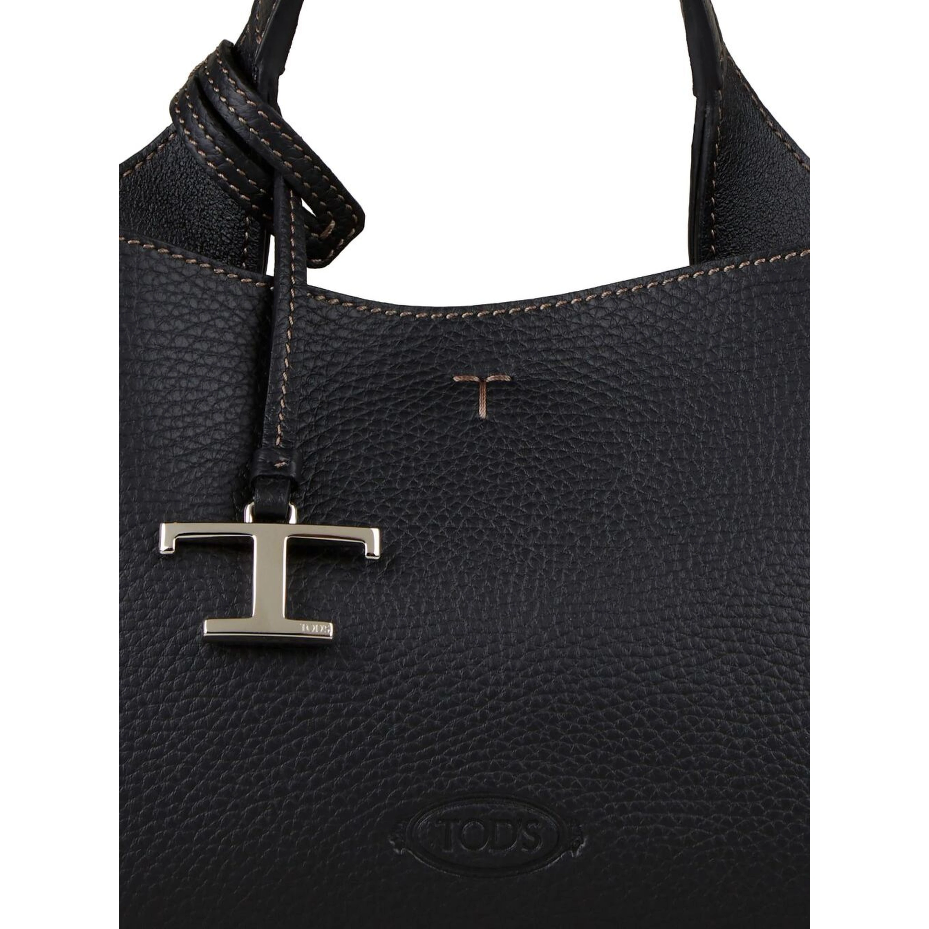 Handbag T Timeless with Embossed Logo and Black Leather Pendant for Women