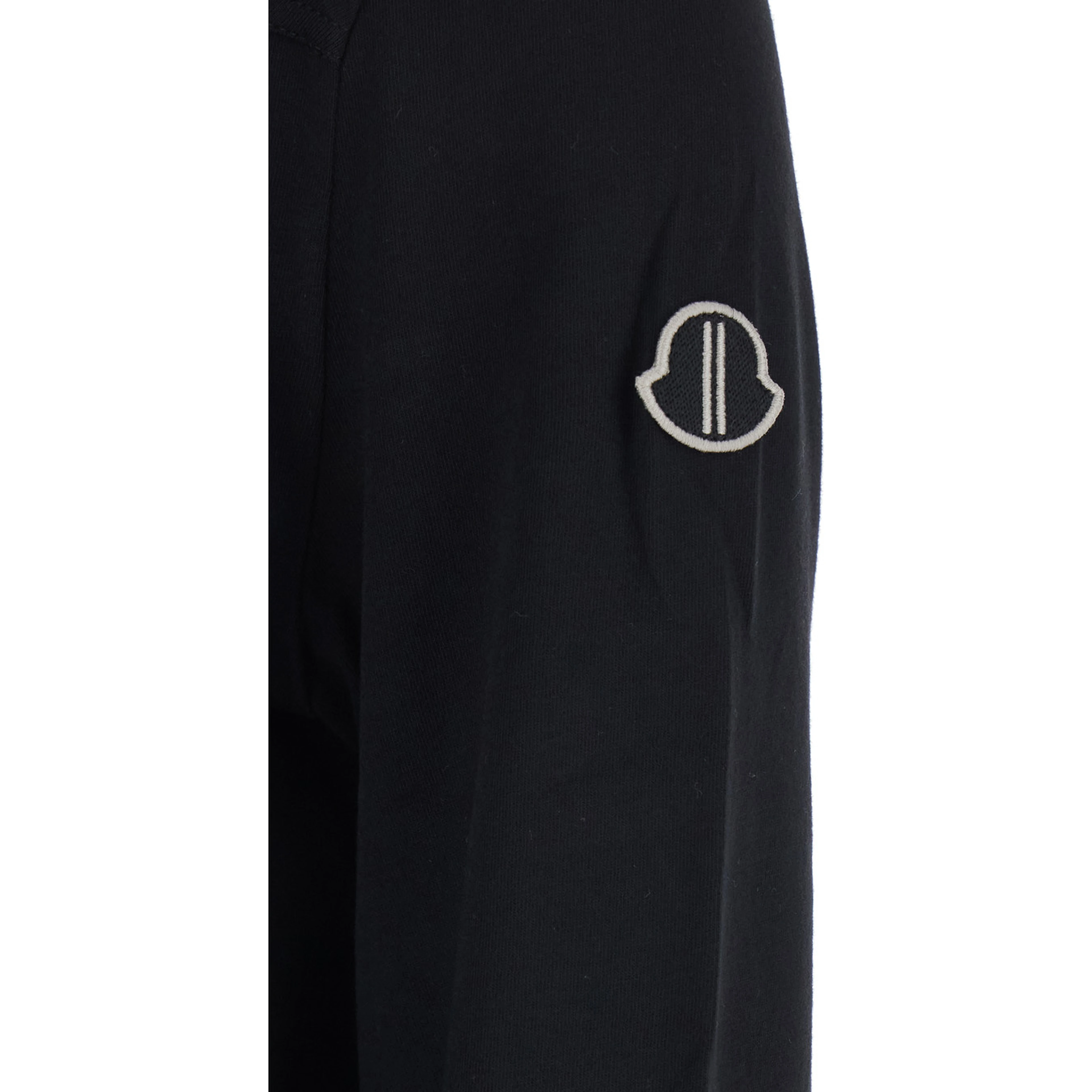 T-Shirt Girder Crew Neck with Long Sleeves and Logo Patch on the Side in Black Unisex Cotton