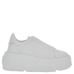 Nexus White Sneakers with platform and logo lettering on the side in leather for women