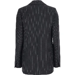 Carmen grey Jacket with notched revers and motif in wool blend for women