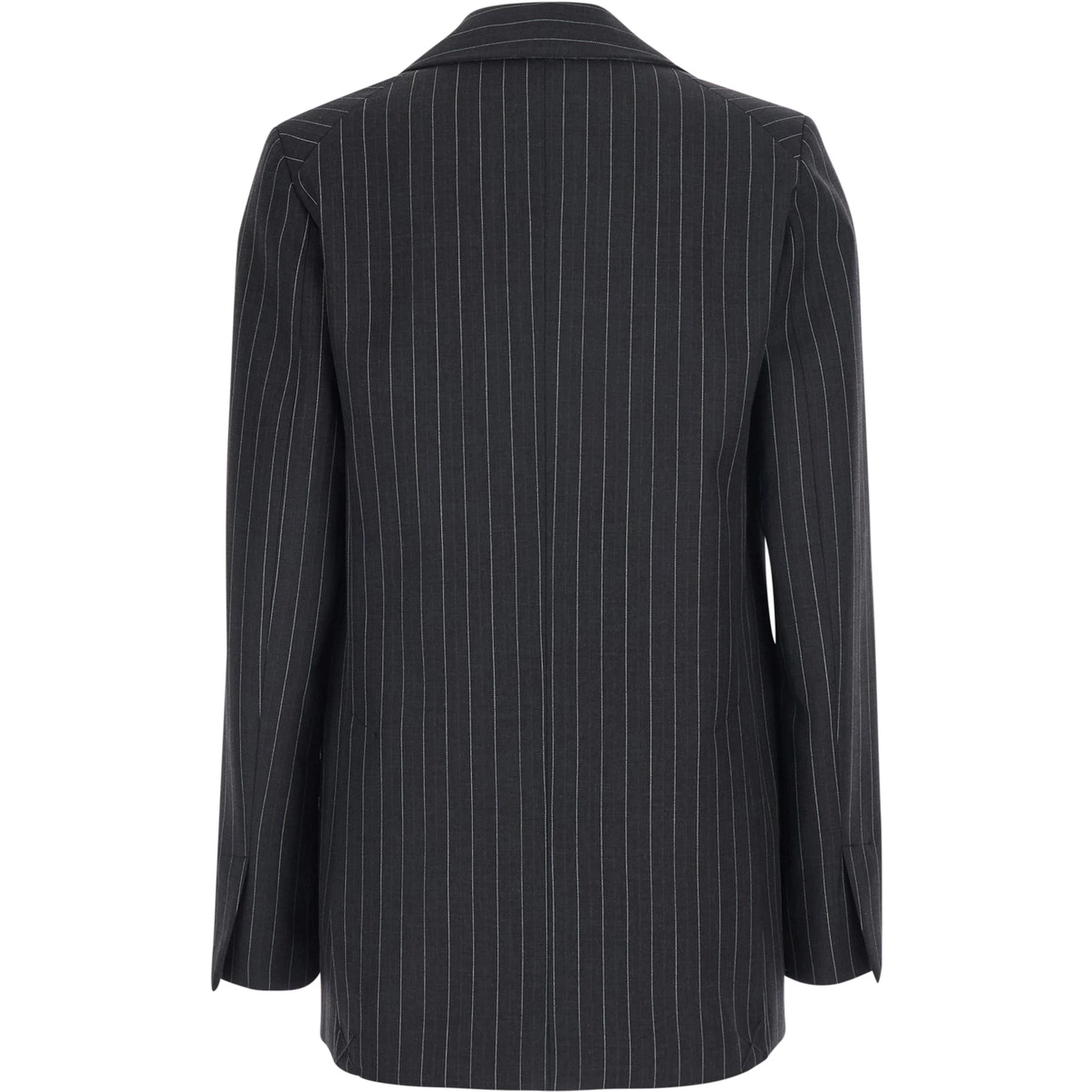 Carmen grey Jacket with notched revers and motif in wool blend for women