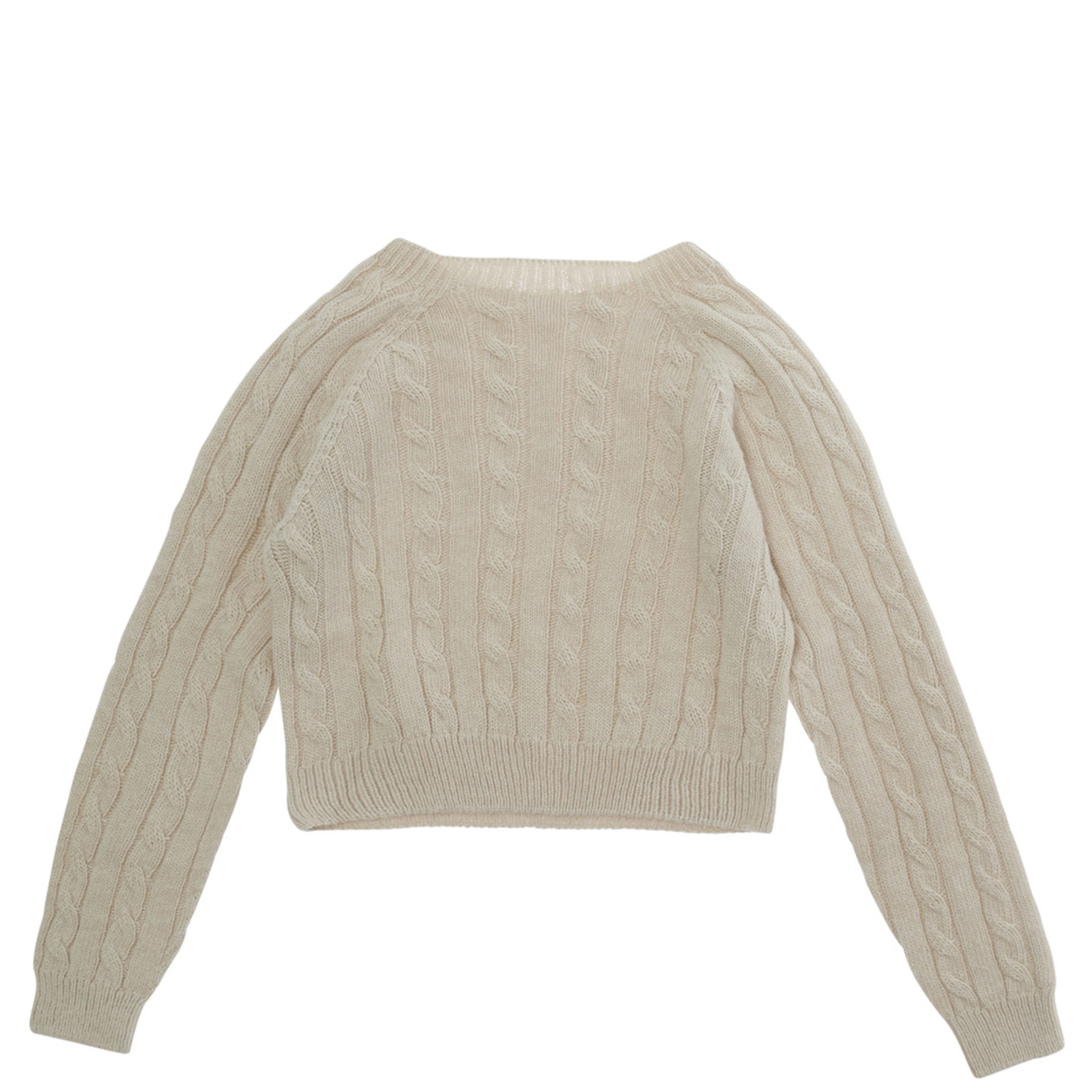 Beige sweater with ribbed motif in viscose and wool for girls