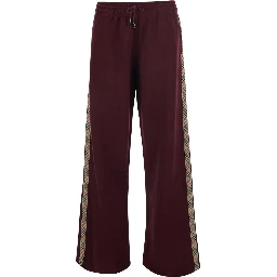Jodie Bordeaux Pants with drawstring waist and Check motif on the side in cotton for women