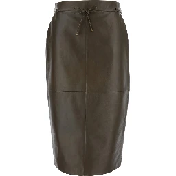 Fantino Khaki green Skirt with Bow on the Front and Zip Closure on the Back in Leather for Women