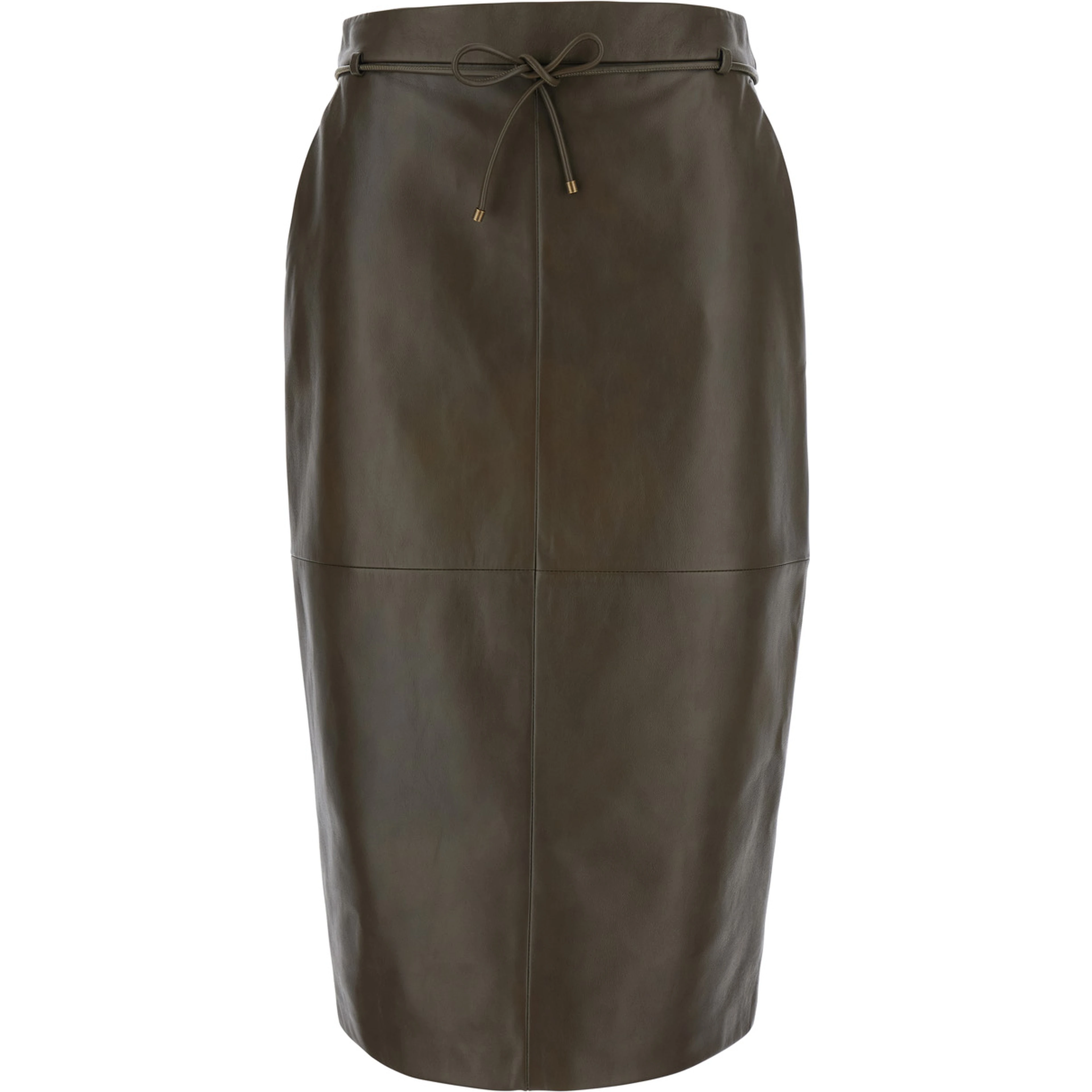 Fantino Khaki green Skirt with Bow on the Front and Zip Closure on the Back in Leather for Women