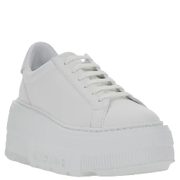 Nexus White Sneakers with platform and logo lettering on the side in leather for women