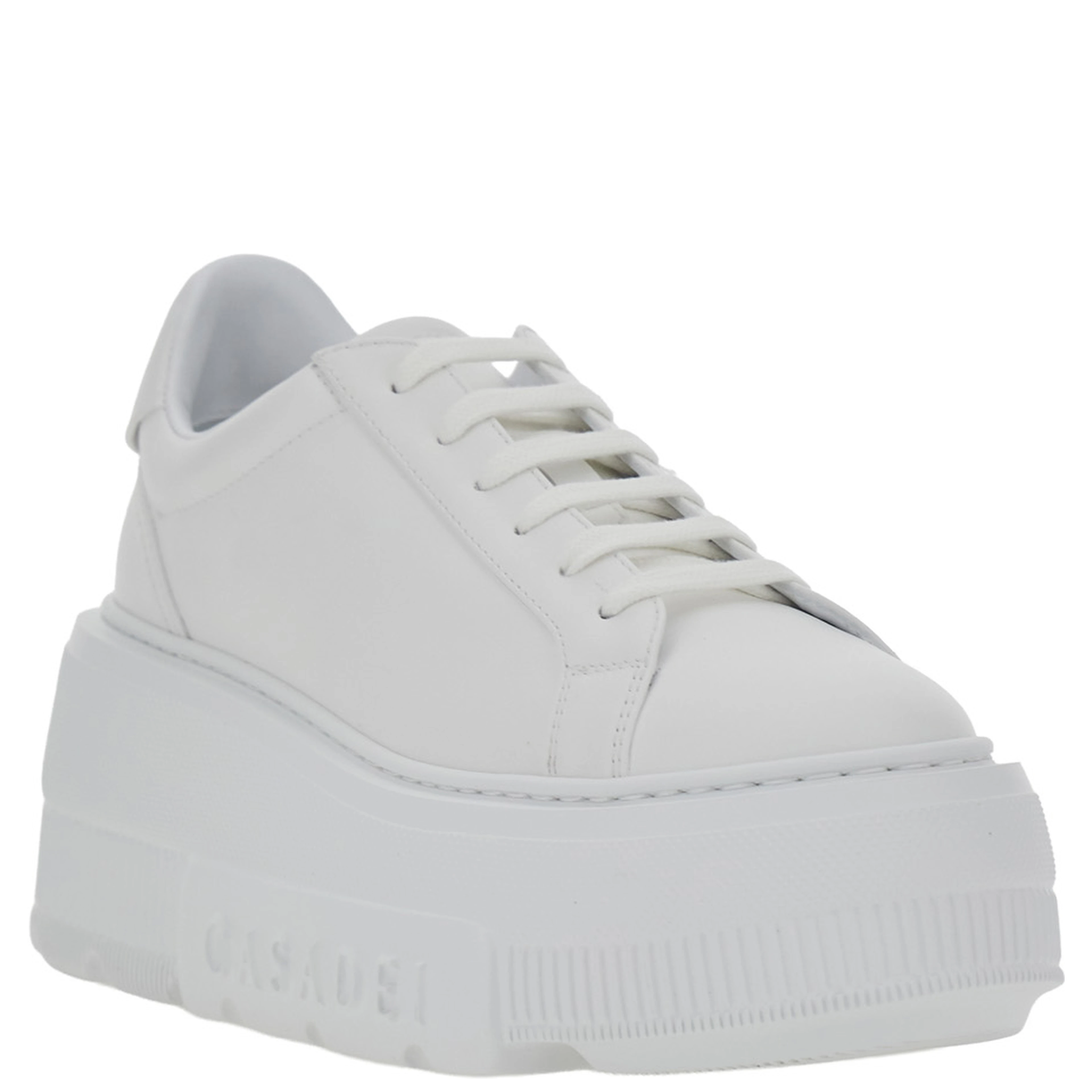 Nexus White Sneakers with platform and logo lettering on the side in leather for women