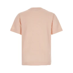 pink T-shirt with embroidered EKD logo on the front in cotton for women