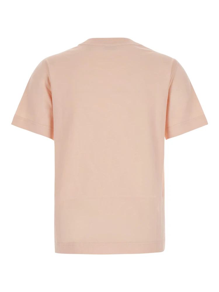 pink T-shirt with embroidered EKD logo on the front in cotton for women alternative