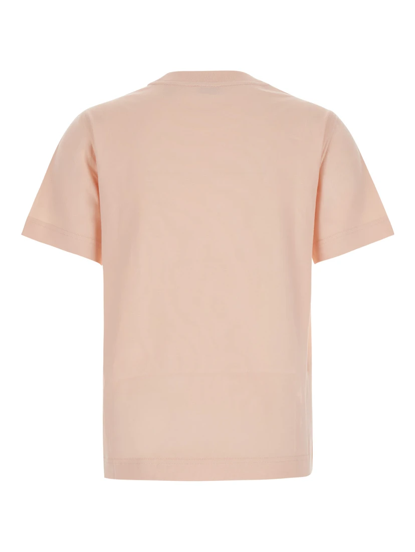 pink T-shirt with embroidered EKD logo on the front in cotton for women