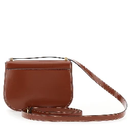 Brown crossbody bag with adjustable strap and Gancini plaque on the front in leather for women