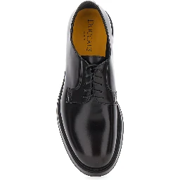 Black Oxford Shoes with rounded toe and laces on the front in leather for men