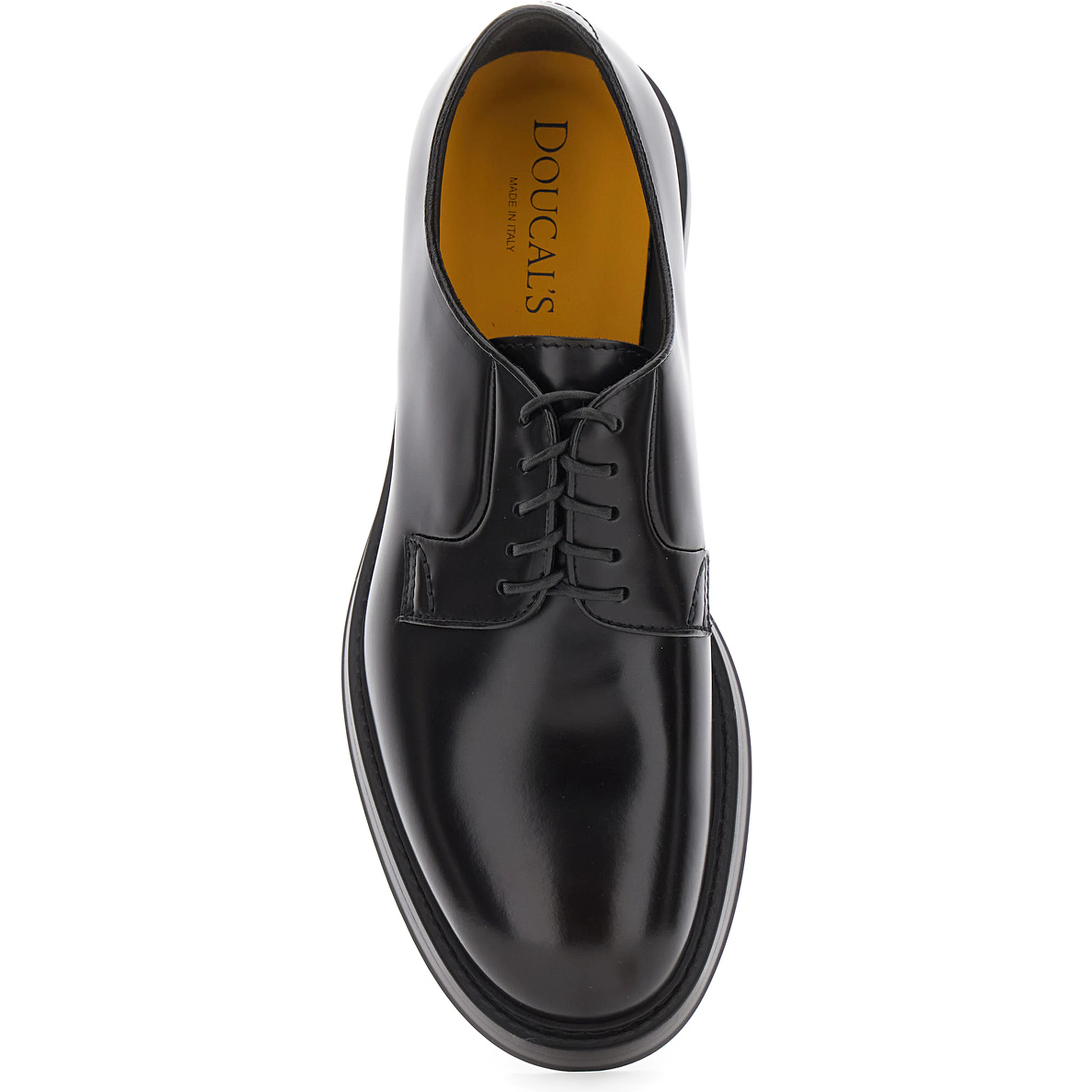 Black Oxford Shoes with rounded toe and laces on the front in leather for men