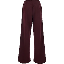 Jodie Bordeaux Pants with drawstring waist and Check motif on the side in cotton for women