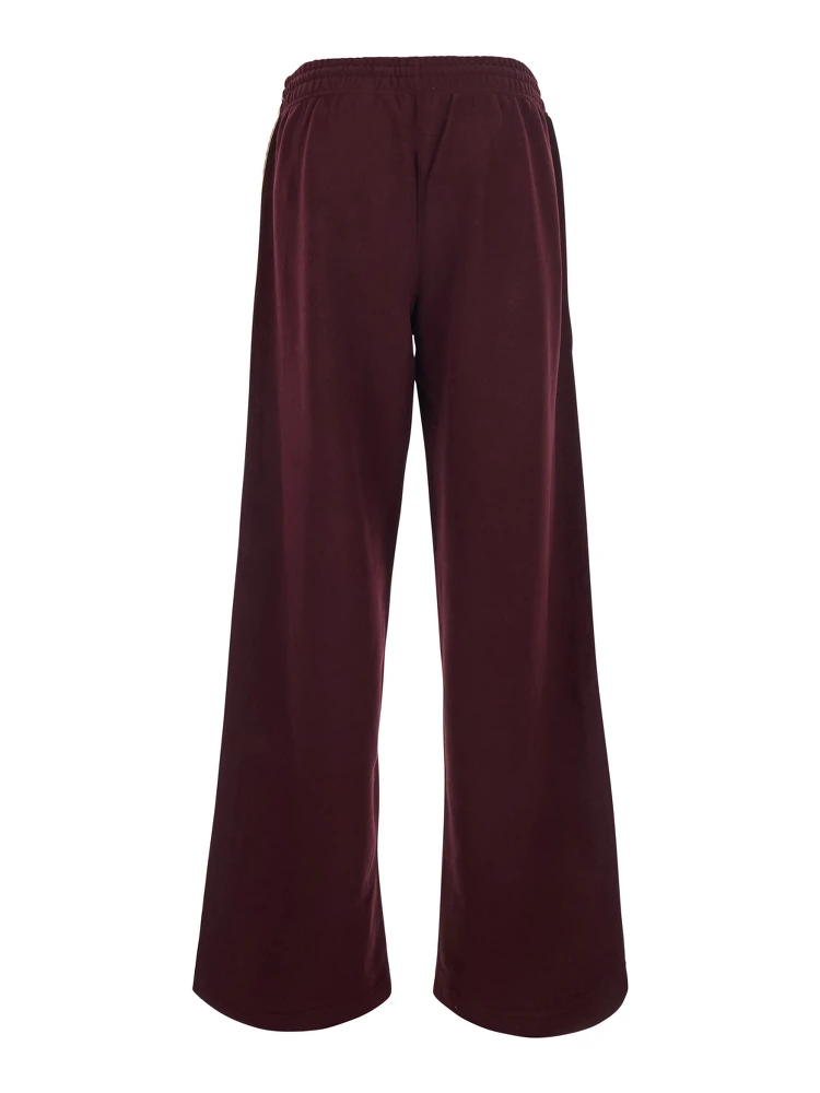 Jodie Bordeaux Pants with drawstring waist and Check motif on the side in cotton for women alternative