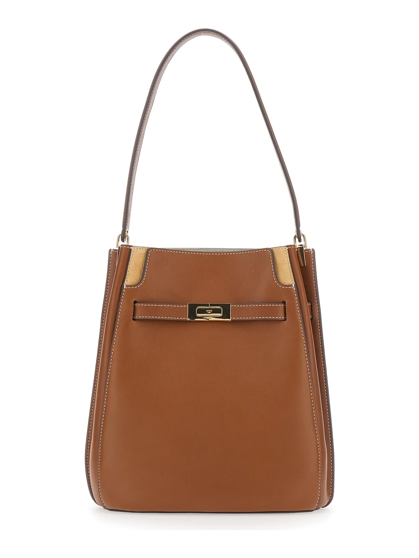 Lee Radziwill Brown Shoulder bag with Buckle Closure in Leather for Women