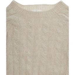 Beige sweater with ribbed motif in viscose and wool for girls