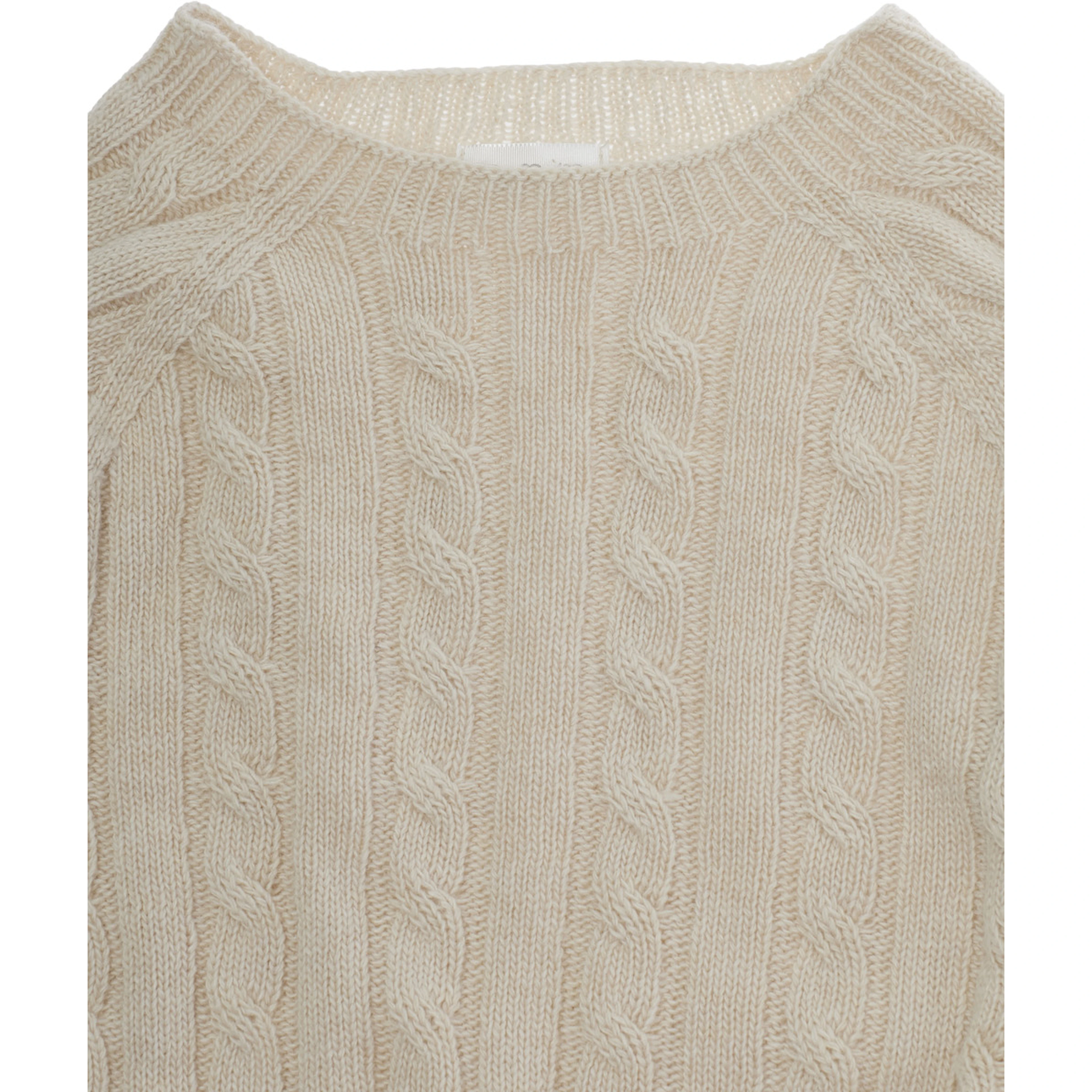 Beige sweater with ribbed motif in viscose and wool for girls
