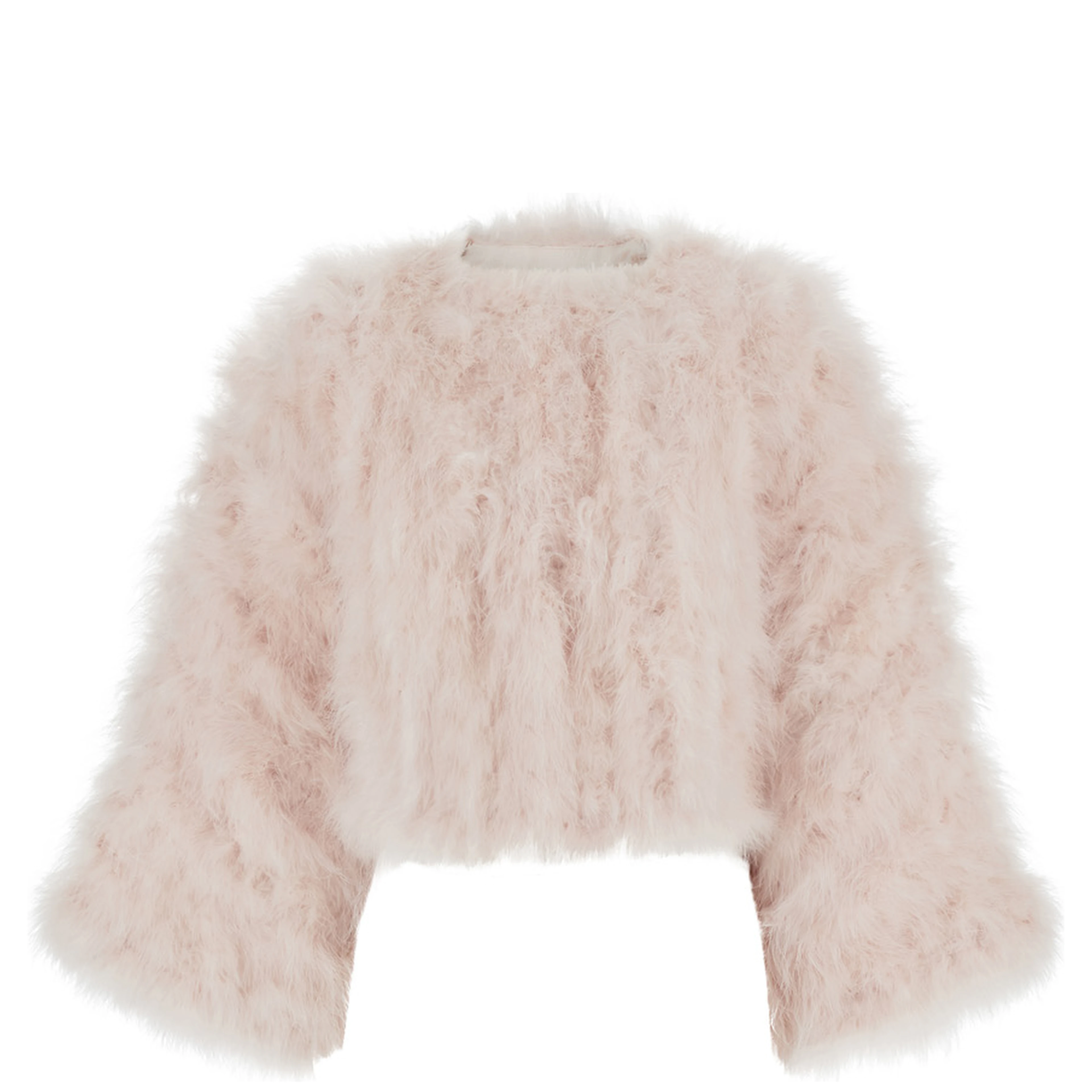 White Short shearling jacket with round collar and three-quarter sleeves in fur for women