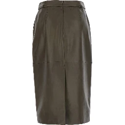 Fantino Khaki green Skirt with Bow on the Front and Zip Closure on the Back in Leather for Women