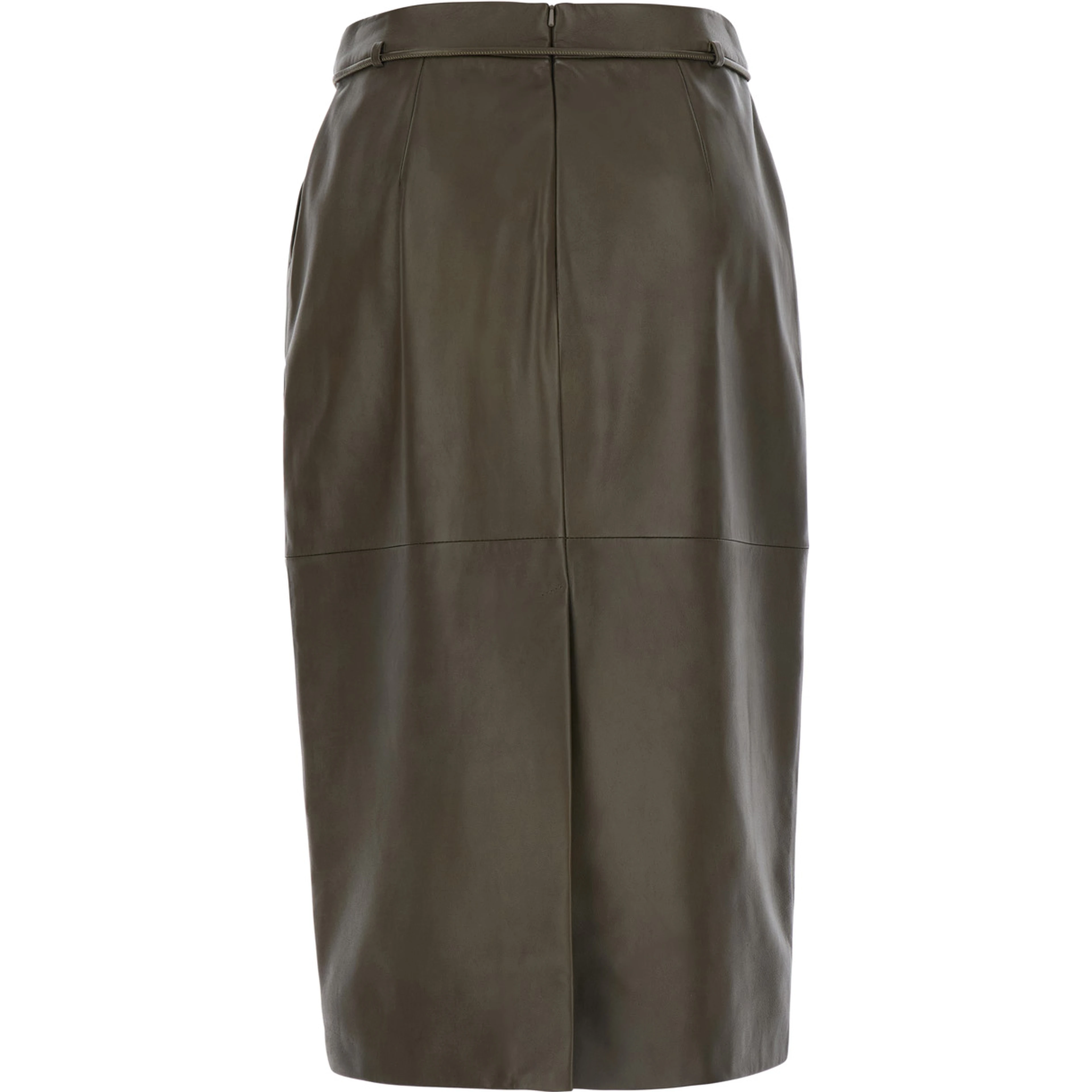 Fantino Khaki green Skirt with Bow on the Front and Zip Closure on the Back in Leather for Women