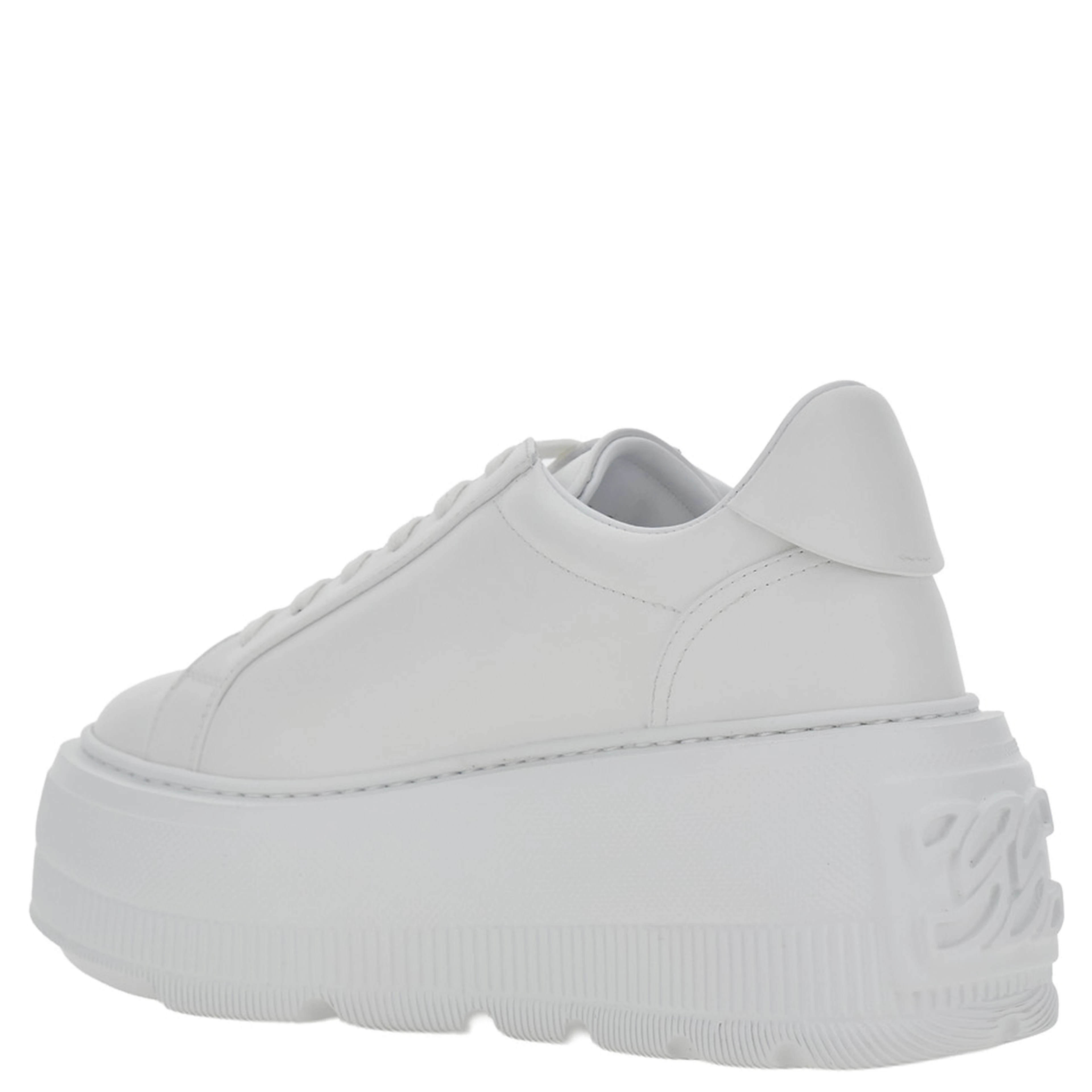 Nexus White Sneakers with platform and logo lettering on the side in leather for women