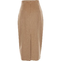 beige Skirt with slit and back closure in wool for women