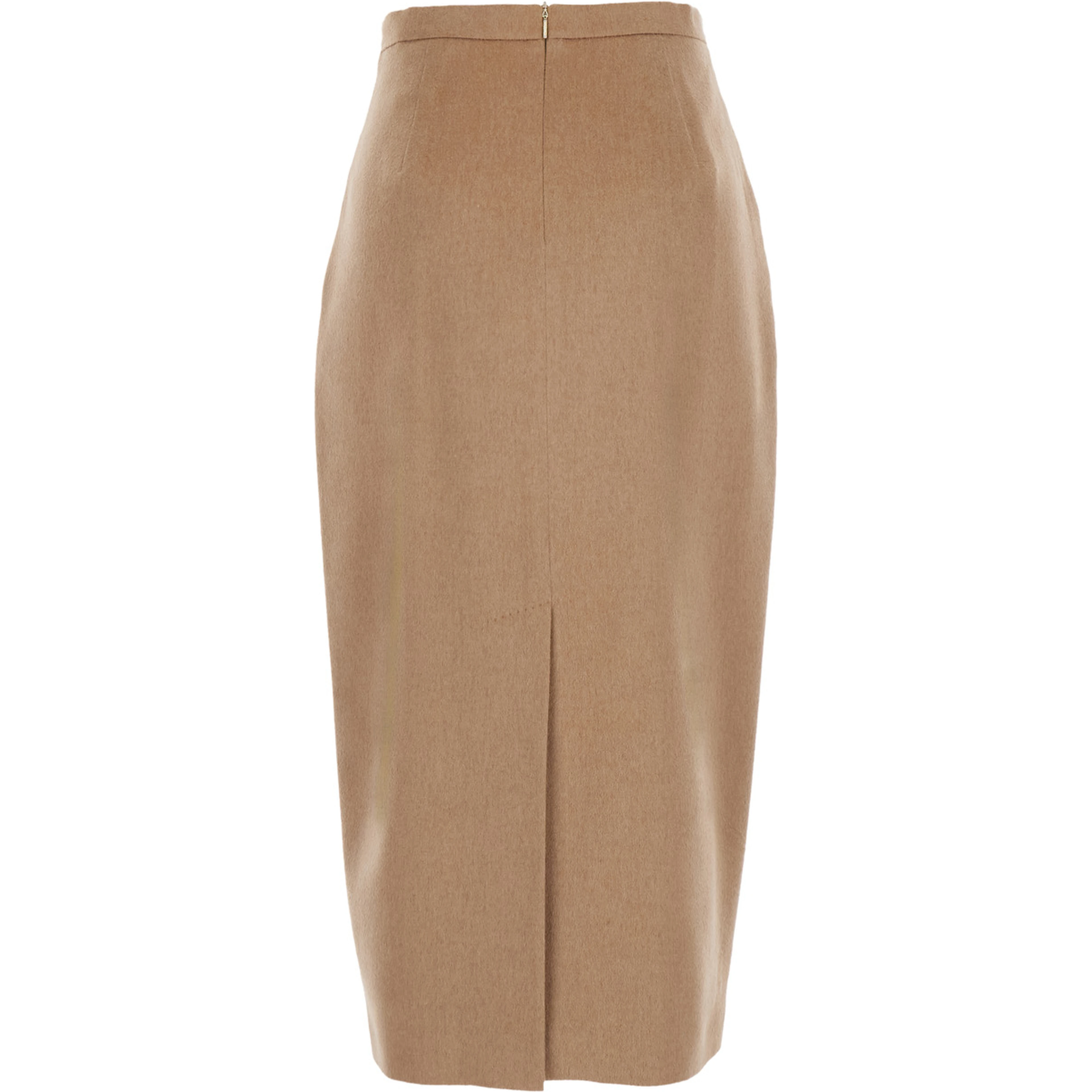 beige Skirt with slit and back closure in wool for women