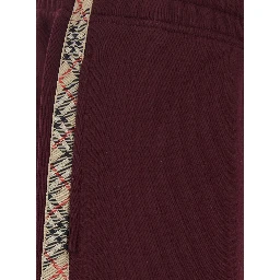 Jodie Bordeaux Pants with drawstring waist and Check motif on the side in cotton for women