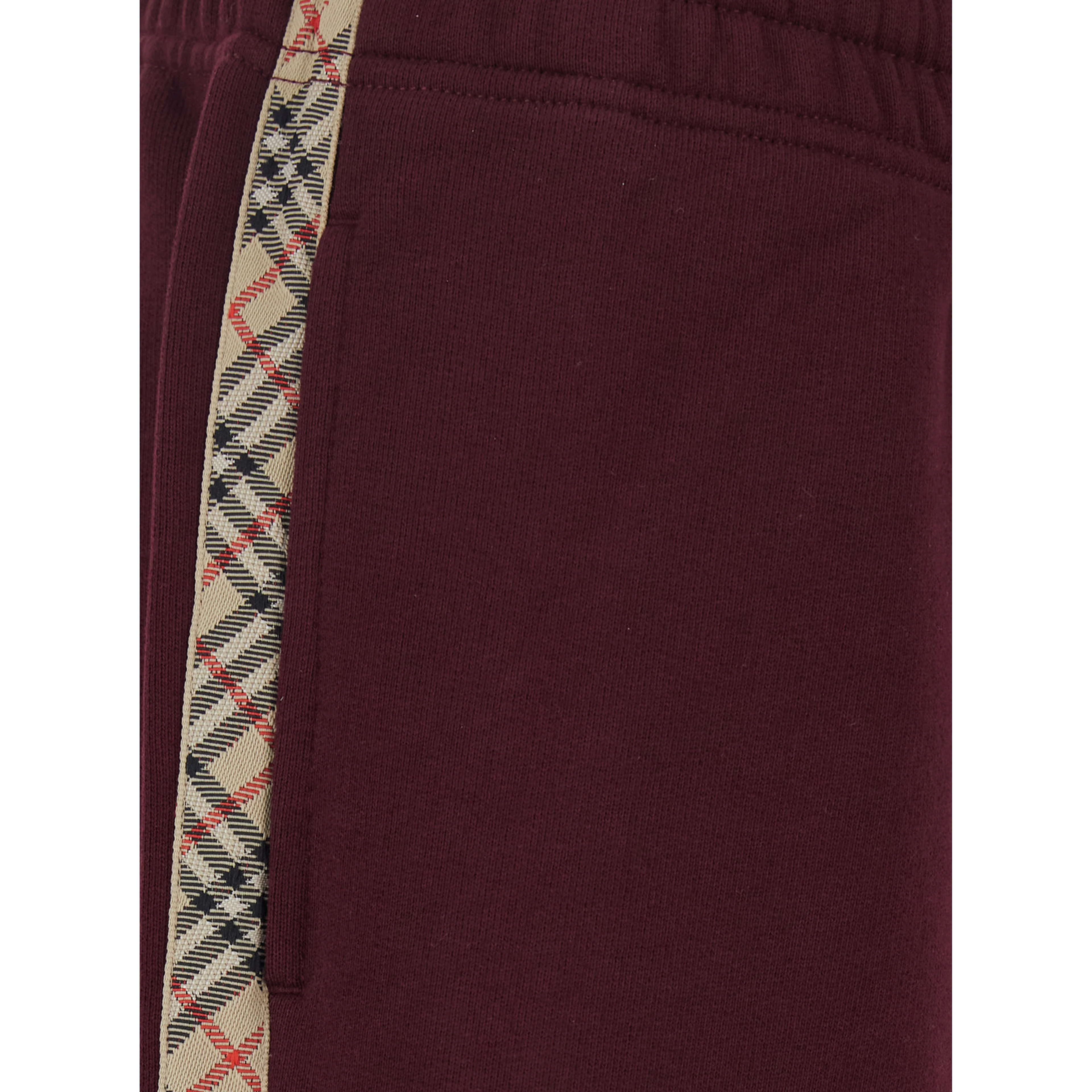 Jodie Bordeaux Pants with drawstring waist and Check motif on the side in cotton for women