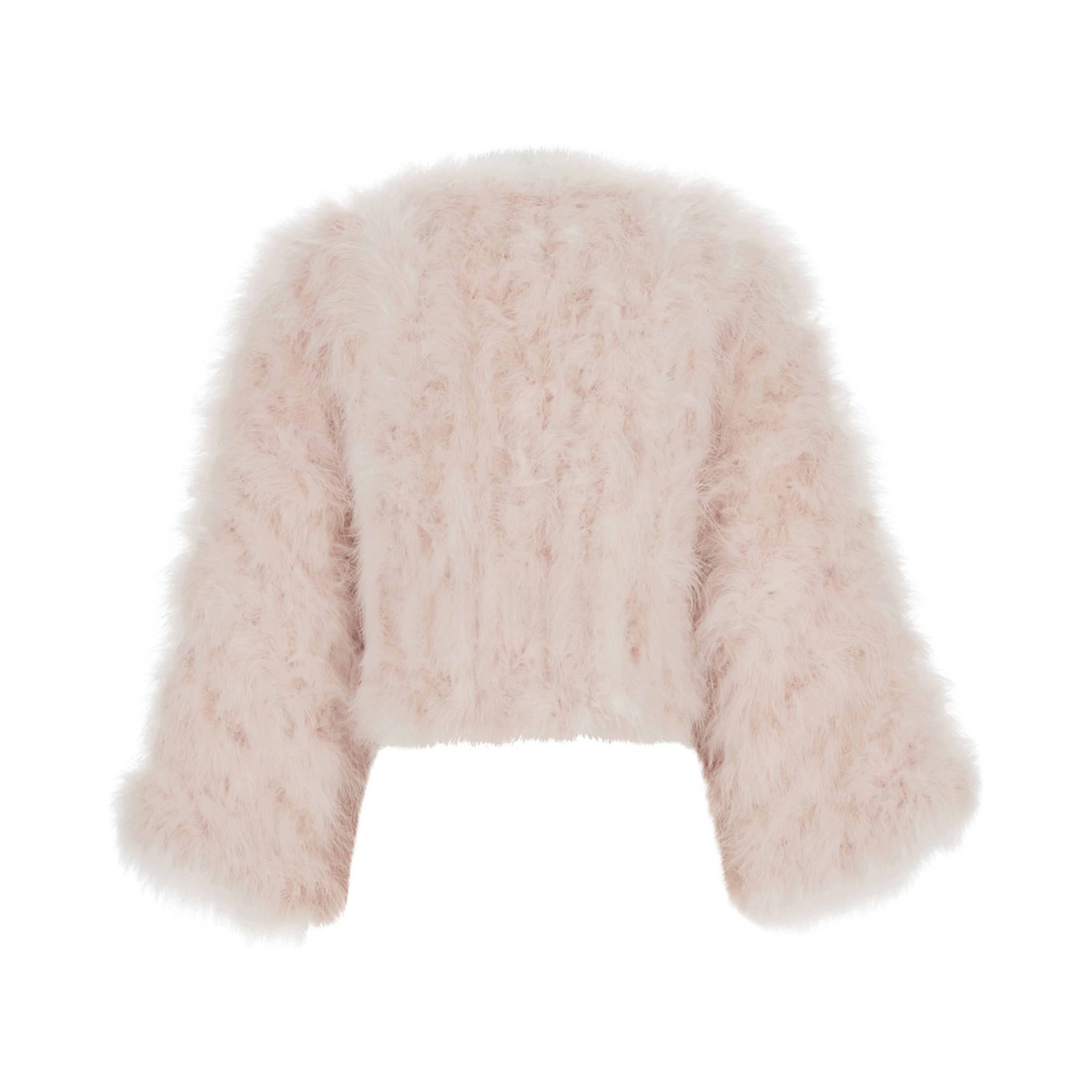 White Short shearling jacket with round collar and three-quarter sleeves in fur for women
