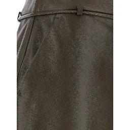 Fantino Khaki green Skirt with Bow on the Front and Zip Closure on the Back in Leather for Women