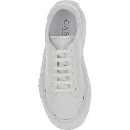 Nexus White Sneakers with platform and logo lettering on the side in leather for women