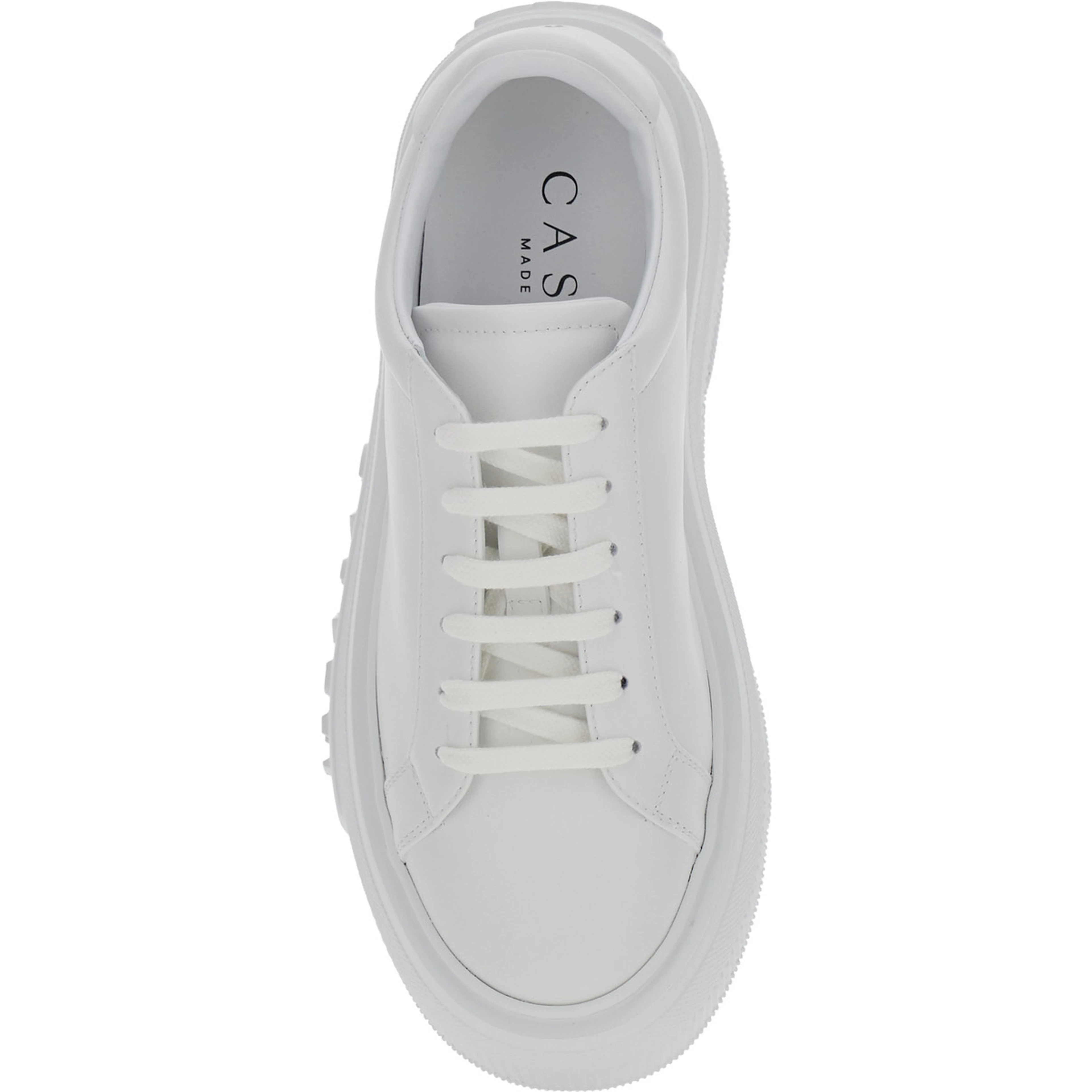 Nexus White Sneakers with platform and logo lettering on the side in leather for women