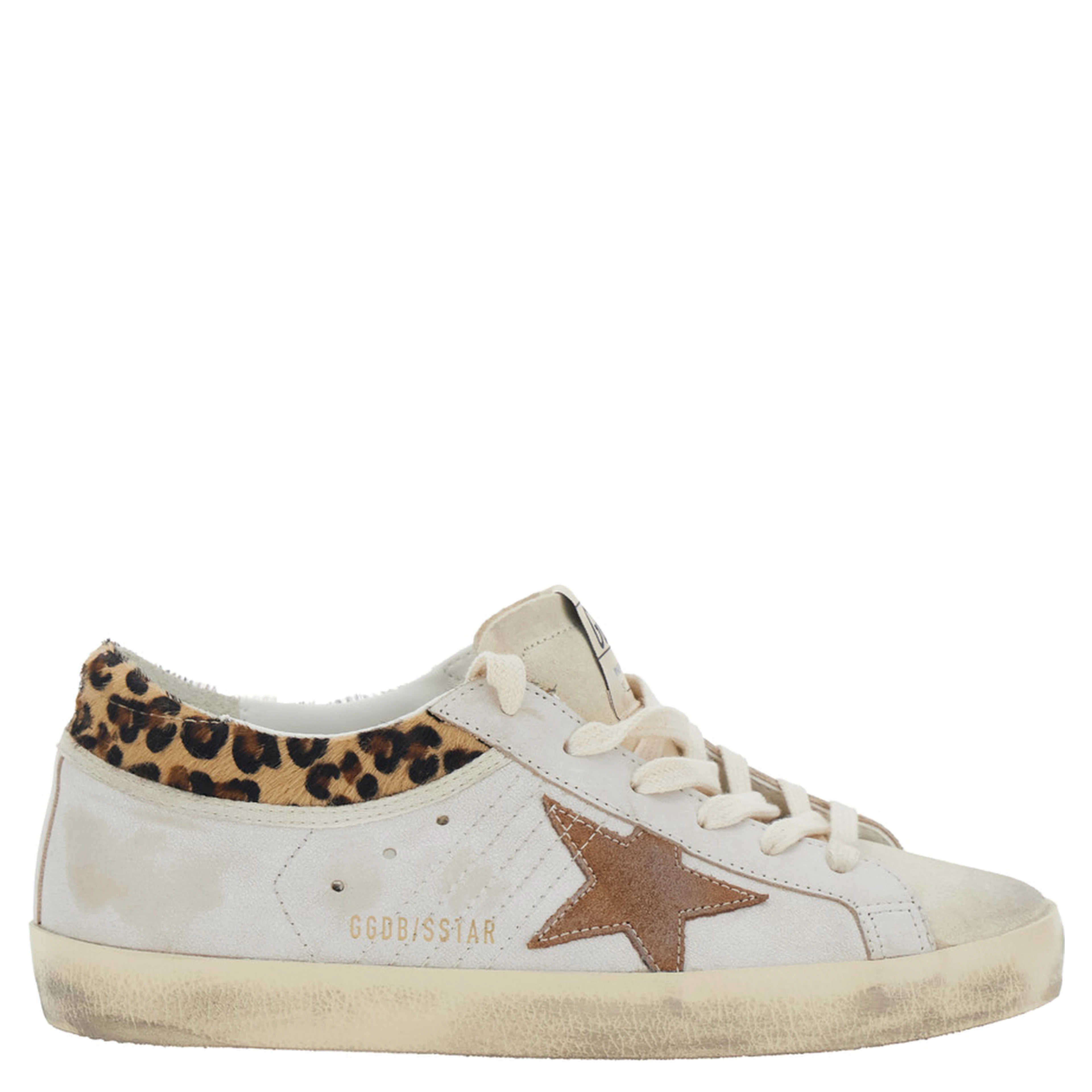 Sneaker Super Star Low Top with Star Patch on the Side and Animal Print on the Back in White Leather for Women
