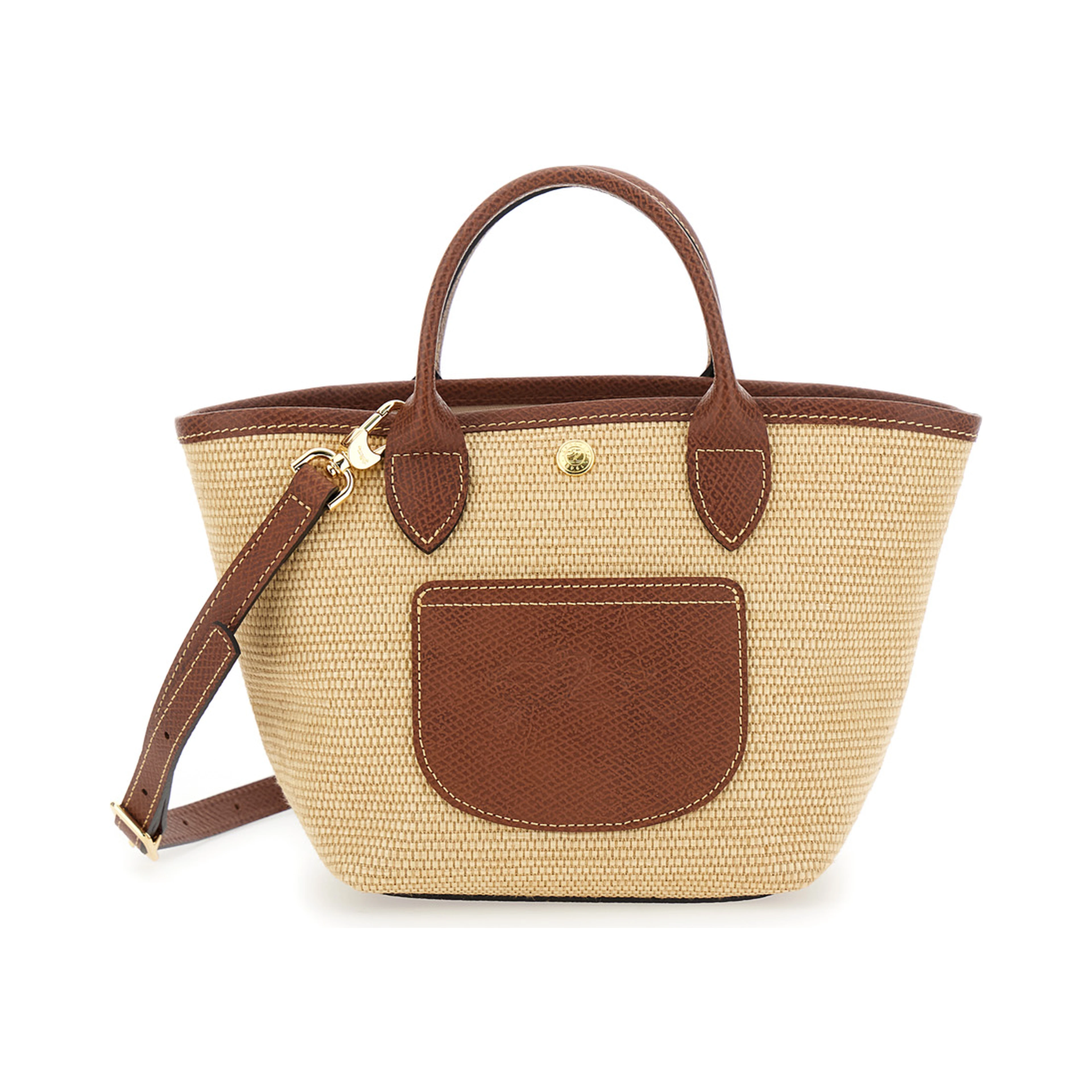 Brown Leather Handle Shopper Bag for Women