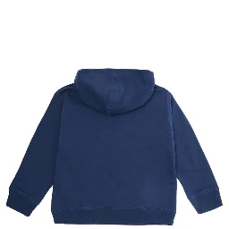 Blue Hoodie with fixed hood and logo lettering on the front in cotton Boy