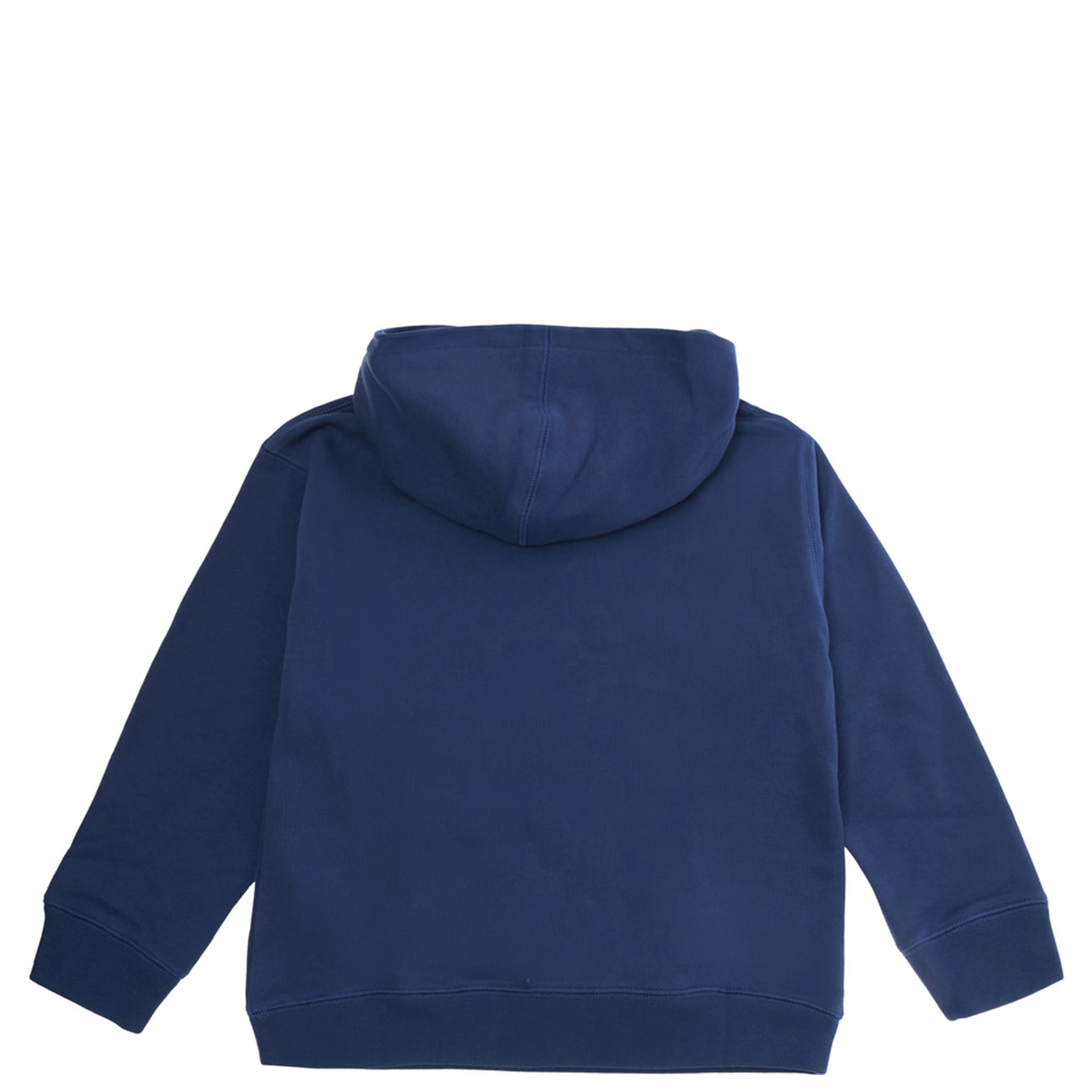 Blue Hoodie with fixed hood and logo lettering on the front in cotton Boy