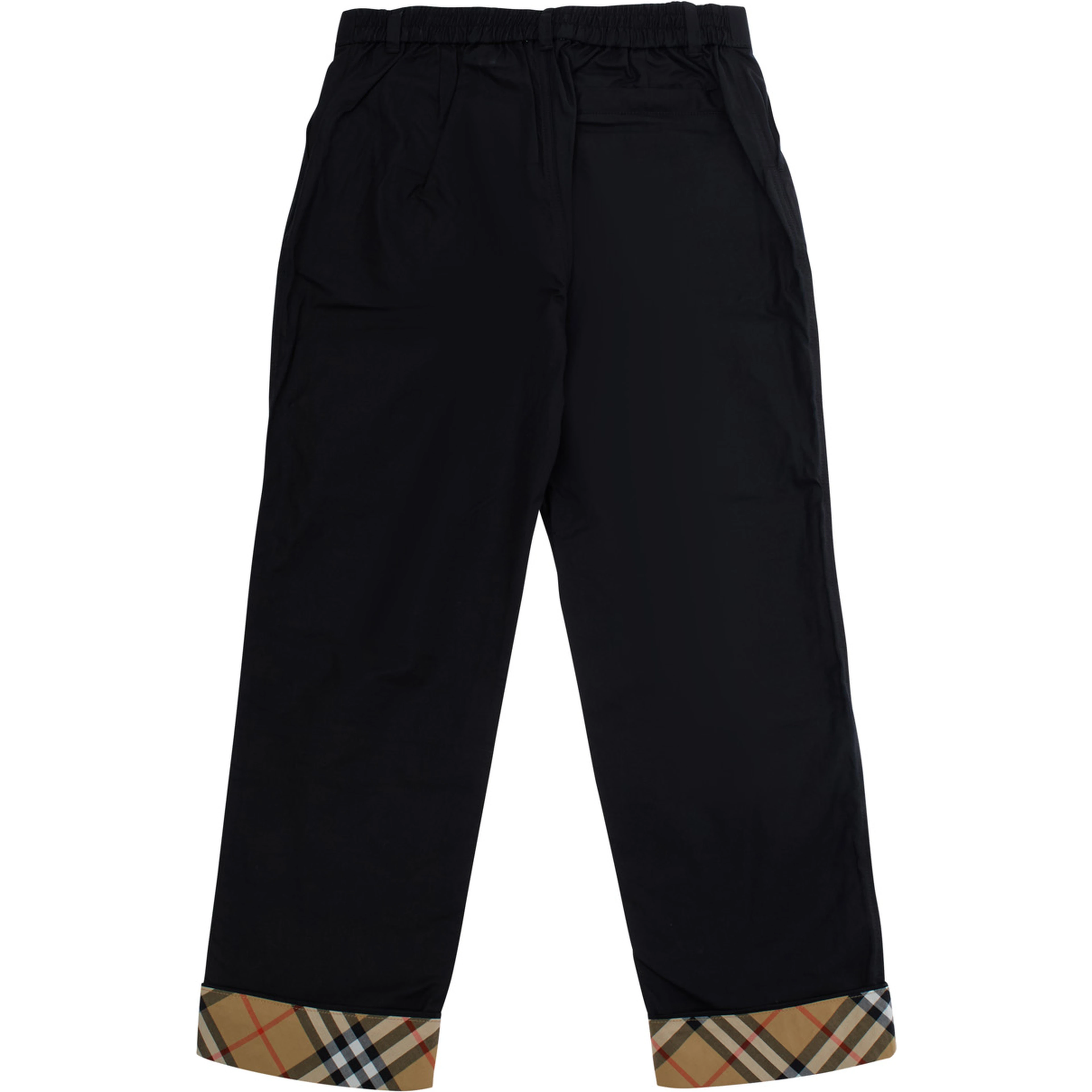 Sheldon Black Pants with Check hem in cotton boy