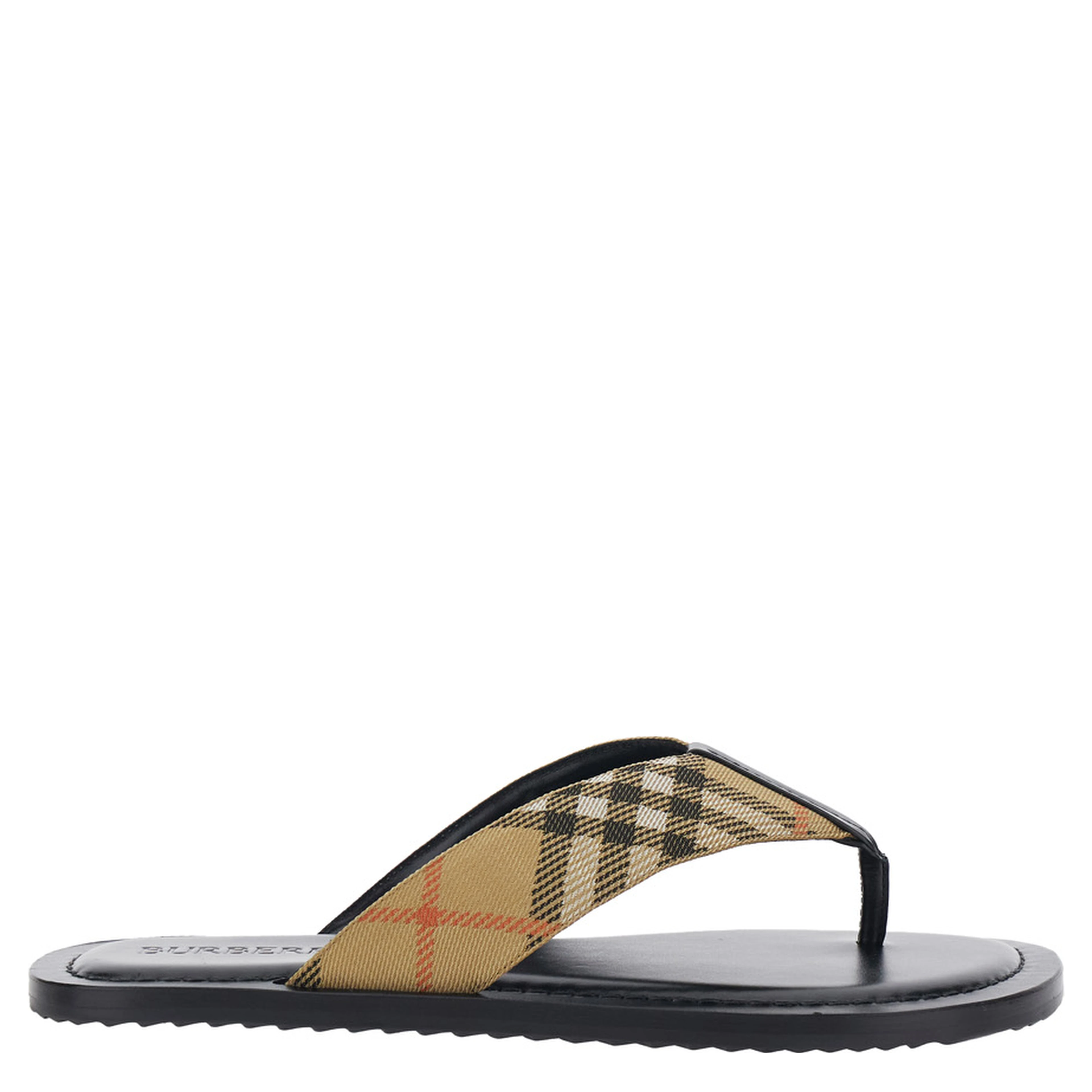 Flip Flops Check with Check Motif in Tech Fabric Beige Men