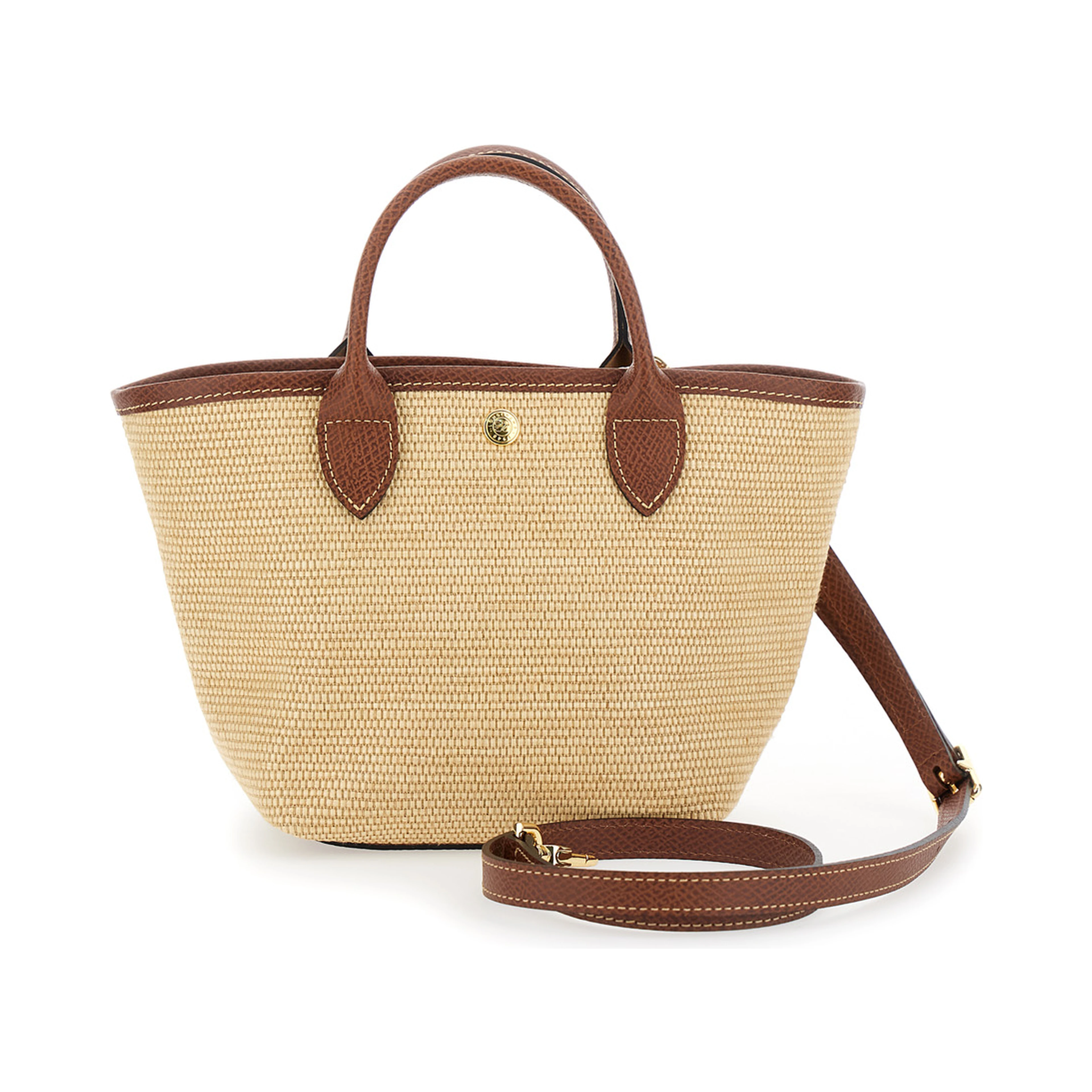 Brown Leather Handle Shopper Bag for Women