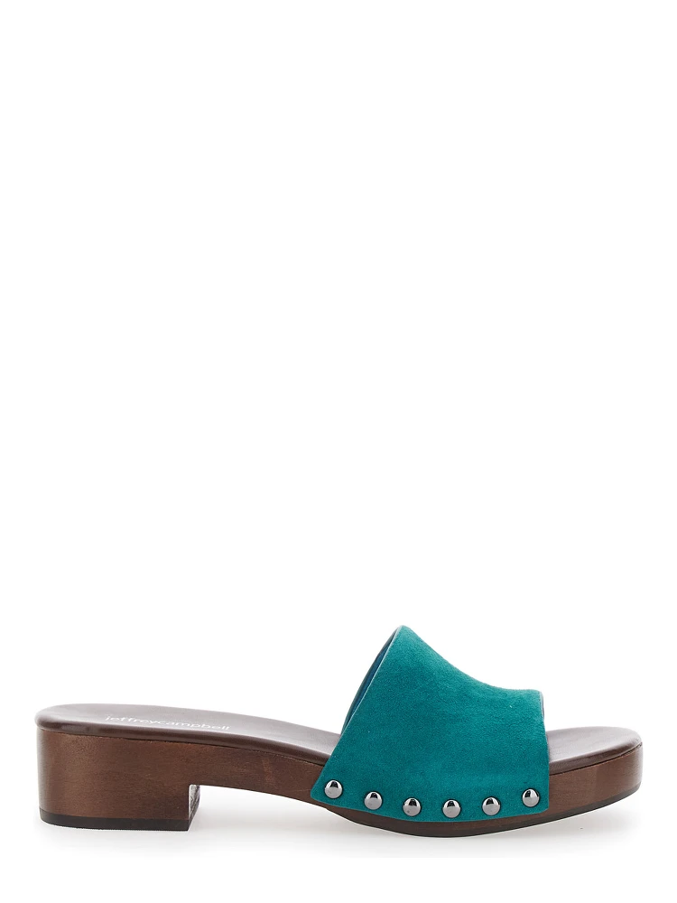 CAMBRIE Blue Sandals with Turquoise Leather Straps for Women