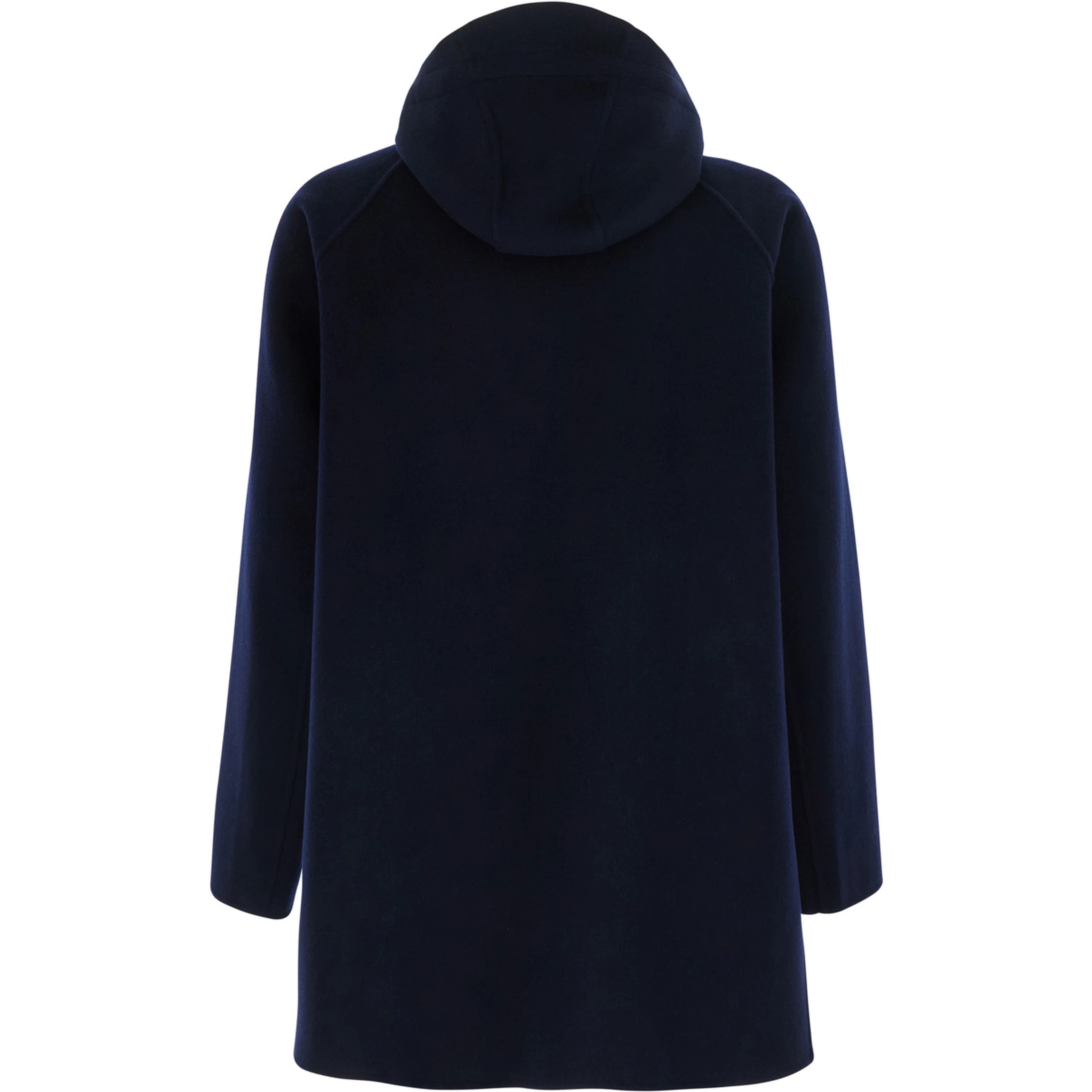 Blue Jacket with fixed hood and Front Zip Closure in Wool for men