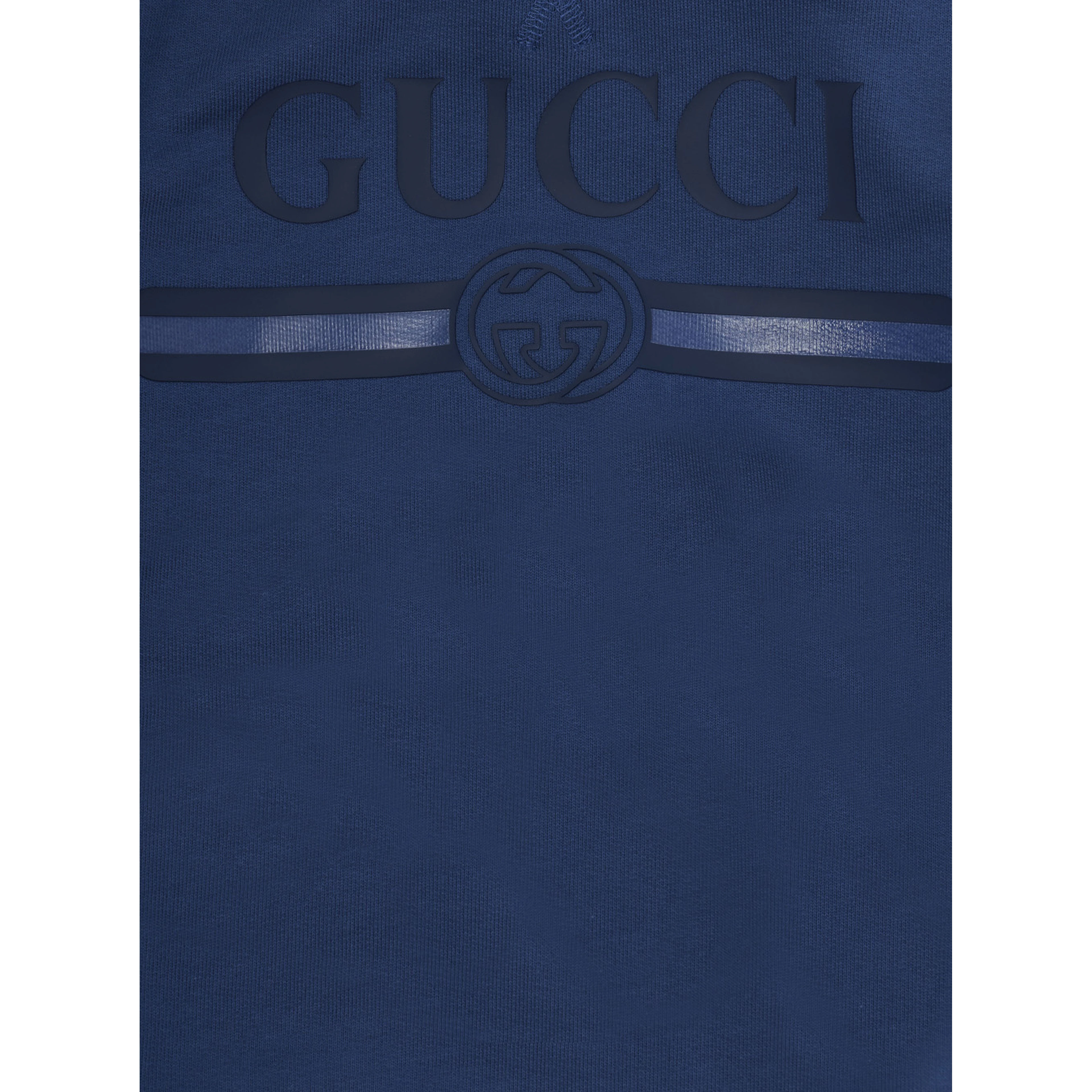 Blue Hoodie with fixed hood and logo lettering on the front in cotton Boy
