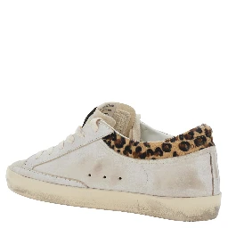 Sneaker Super Star Low Top with Star Patch on the Side and Animal Print on the Back in White Leather for Women