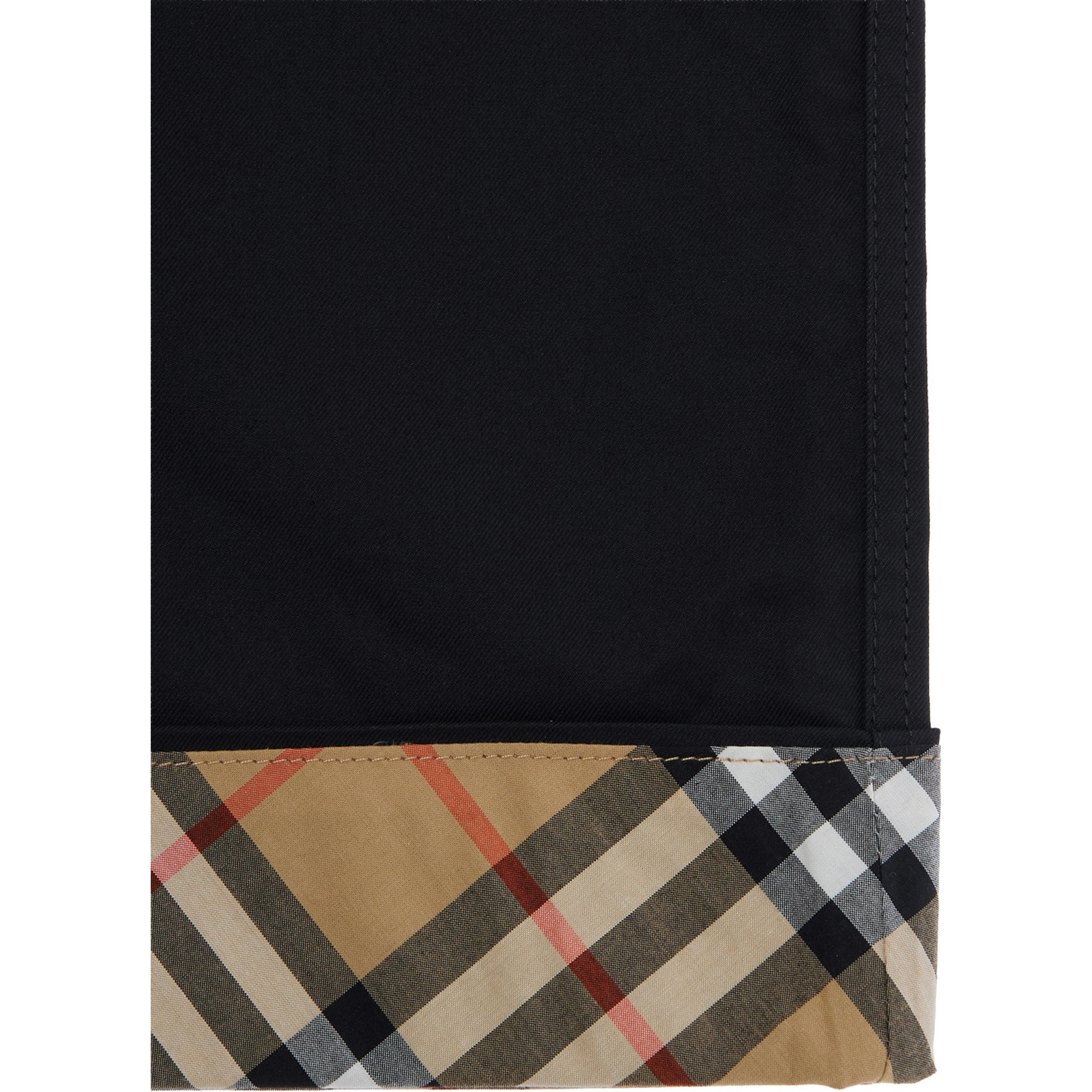 Sheldon Black Pants with Check hem in cotton boy