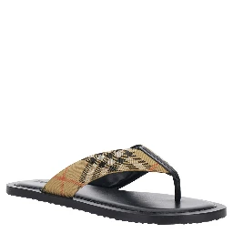 Flip Flops Check with Check Motif in Tech Fabric Beige Men