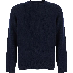Blue Crew Neck Sweater with Long-Sleeve in Cashmere for Women